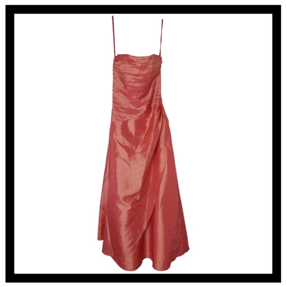STRAPLESS ORANGE TAFFETA GOWN EVENING PROM